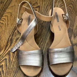 Clark’s pewter wedges